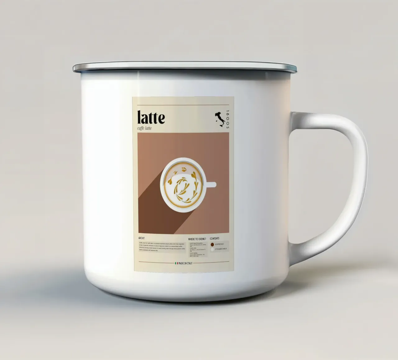 café con leche taza de esmalte de Luke Yaeger