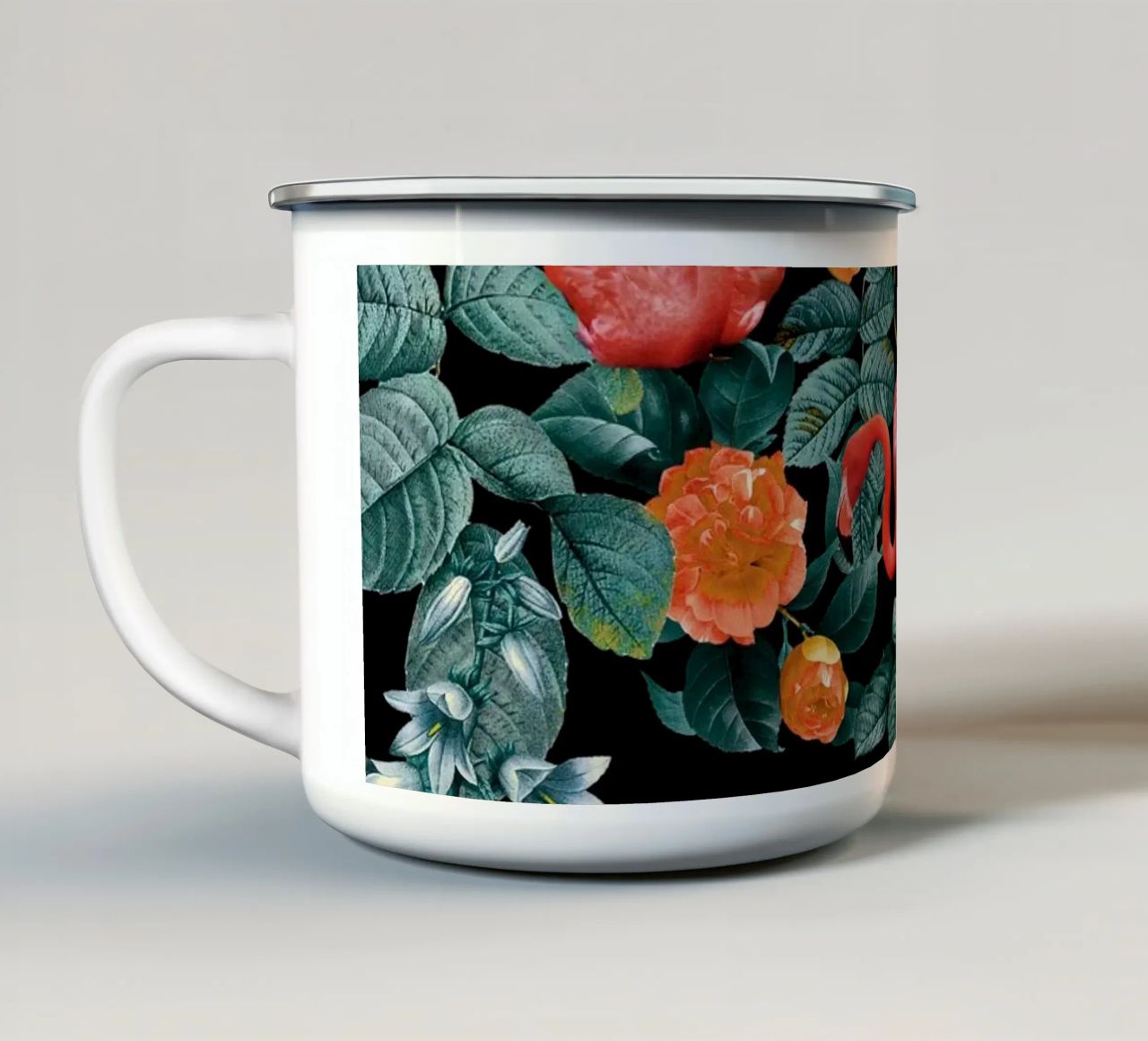 Floral and Flamingo II tazza in smalto da burcukorkmazyurek