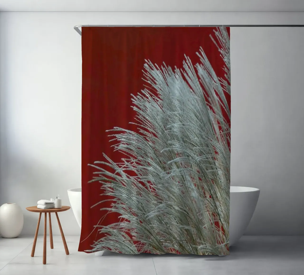 Grasses In The Wind Terracotta shower curtain by Studio Nahili