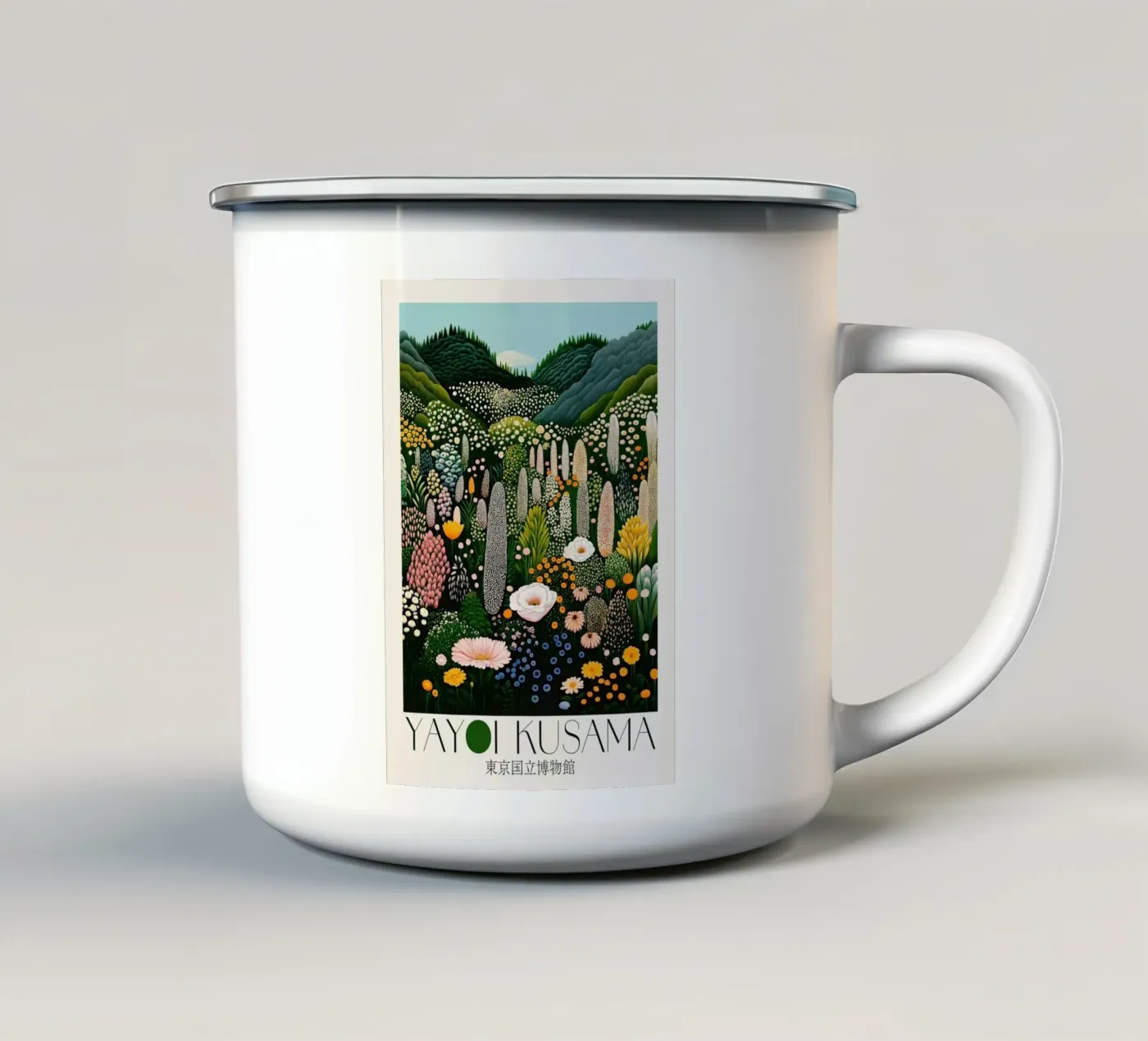 Blumenhügel Emaille Tasse von Luke Yaeger