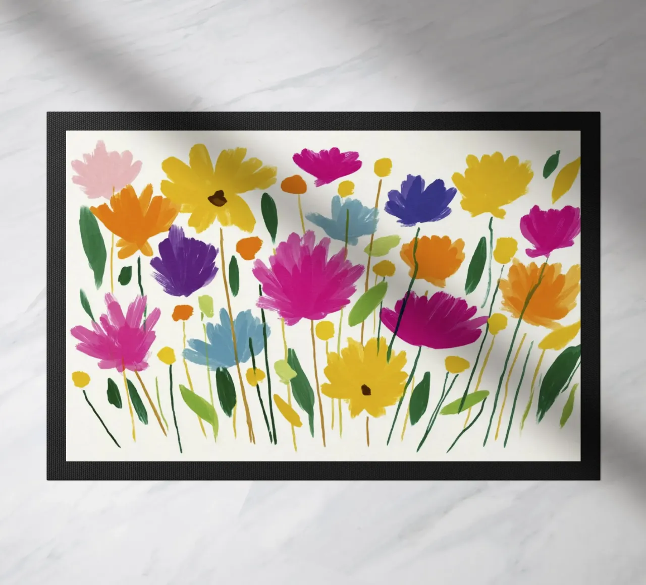 Abstrakte Matisse Floral Wiese Helle bunte Blumen Kunst Fußmatte von Modern Muse