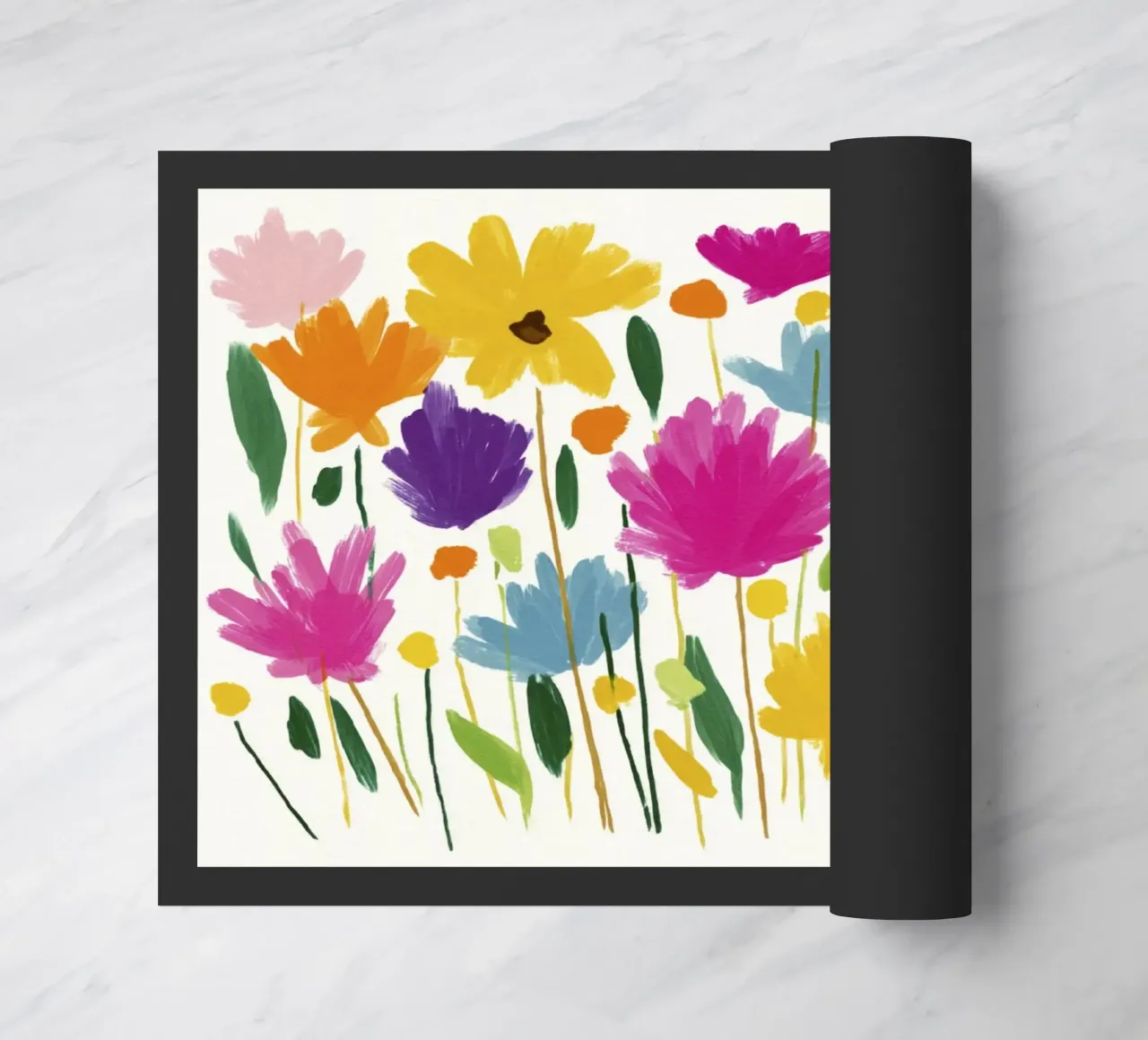 Abstrakte Matisse Floral Wiese Helle bunte Blumen Kunst Fußmatte von Modern Muse