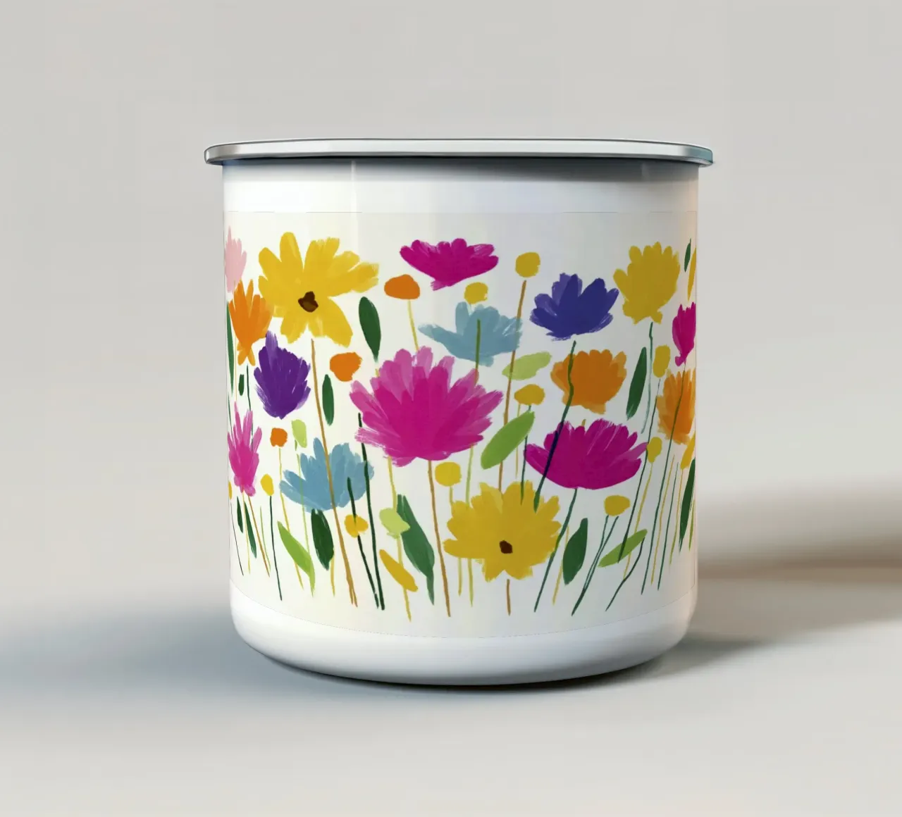 Abstracte Matisse Bloemenweide Heldere Kleurrijke Bloemen Kunst emaille mok van Modern Muse