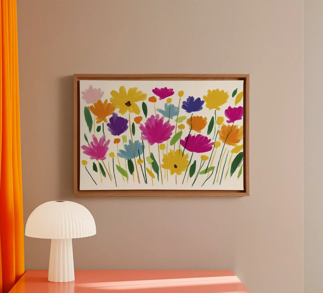 Abstracte Matisse Bloemenweide Heldere Kleurrijke Bloemen Kunst canvas met Baklijst van Modern Muse