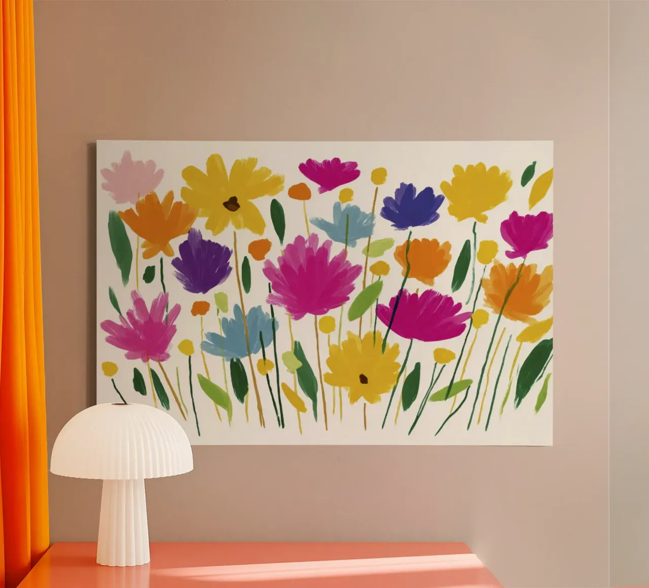 Abstracte Matisse Bloemenweide Heldere Kleurrijke Bloemen Kunst canvas met Baklijst van Modern Muse