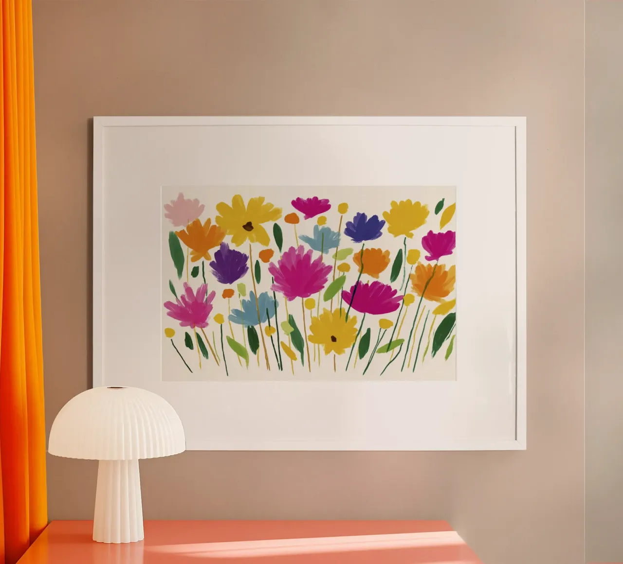 Abstracte Matisse Bloemenweide Heldere Kleurrijke Bloemen Kunst poster met aluminium frame van Modern Muse