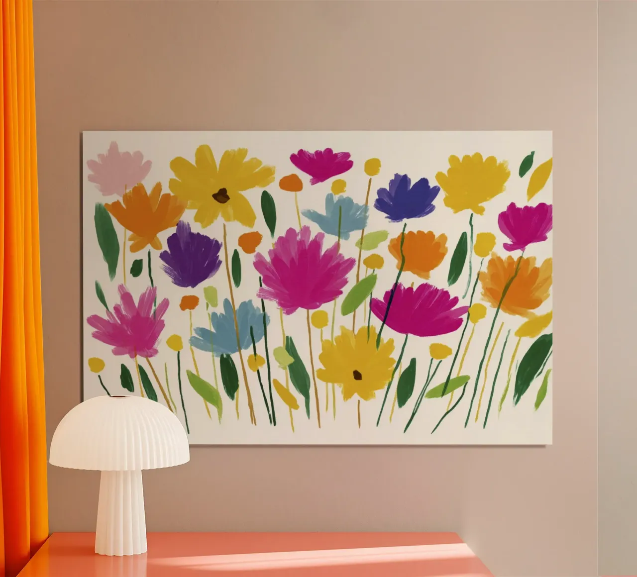 Abstracte Matisse Bloemenweide Heldere Kleurrijke Bloemen Kunst poster met aluminium frame van Modern Muse