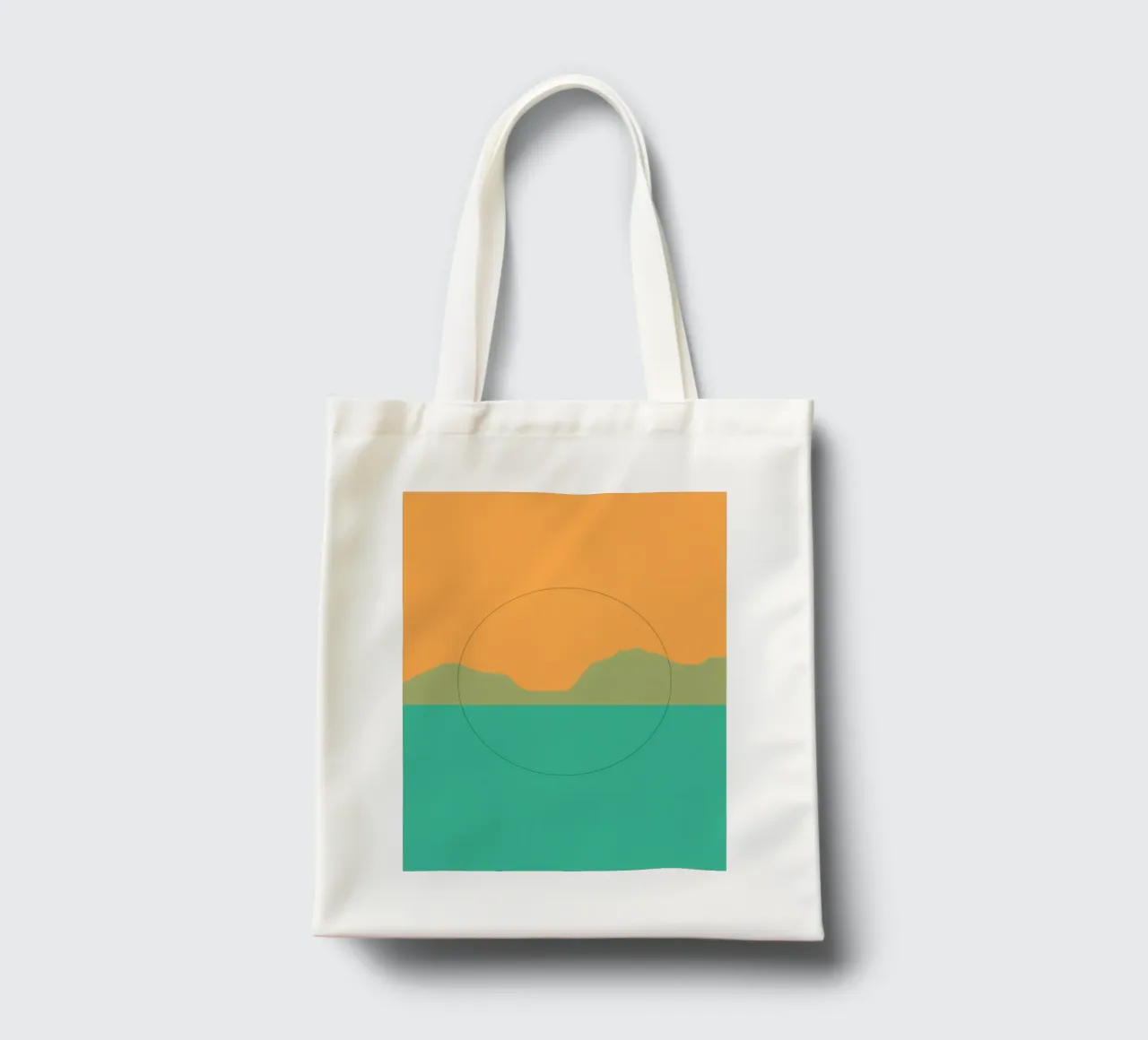 Minimal Arancione e verde paesaggio del tramonto borsa in juta da Little Dean