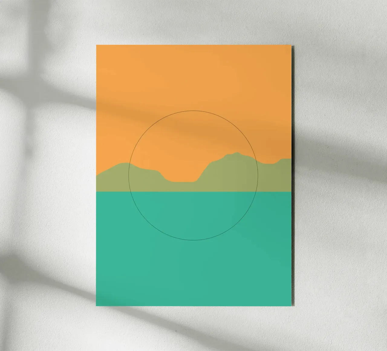 Minimal Arancione e verde paesaggio del tramonto alluminio dibond da Little Dean