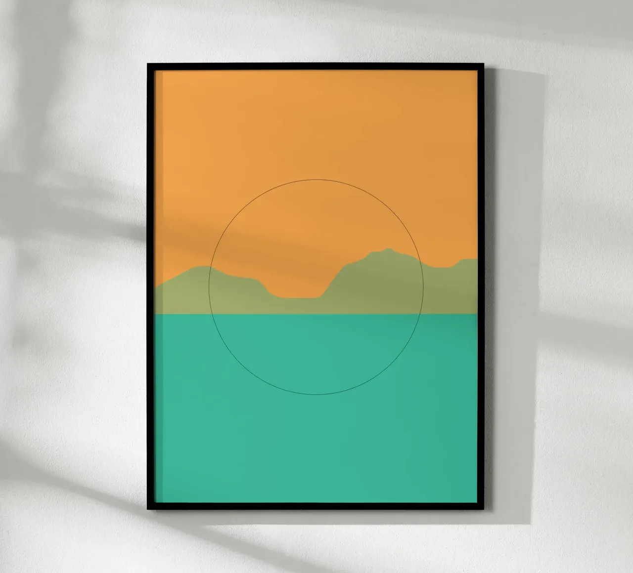 Minimal Arancione e verde paesaggio del tramonto carta hahnemühle da Little Dean