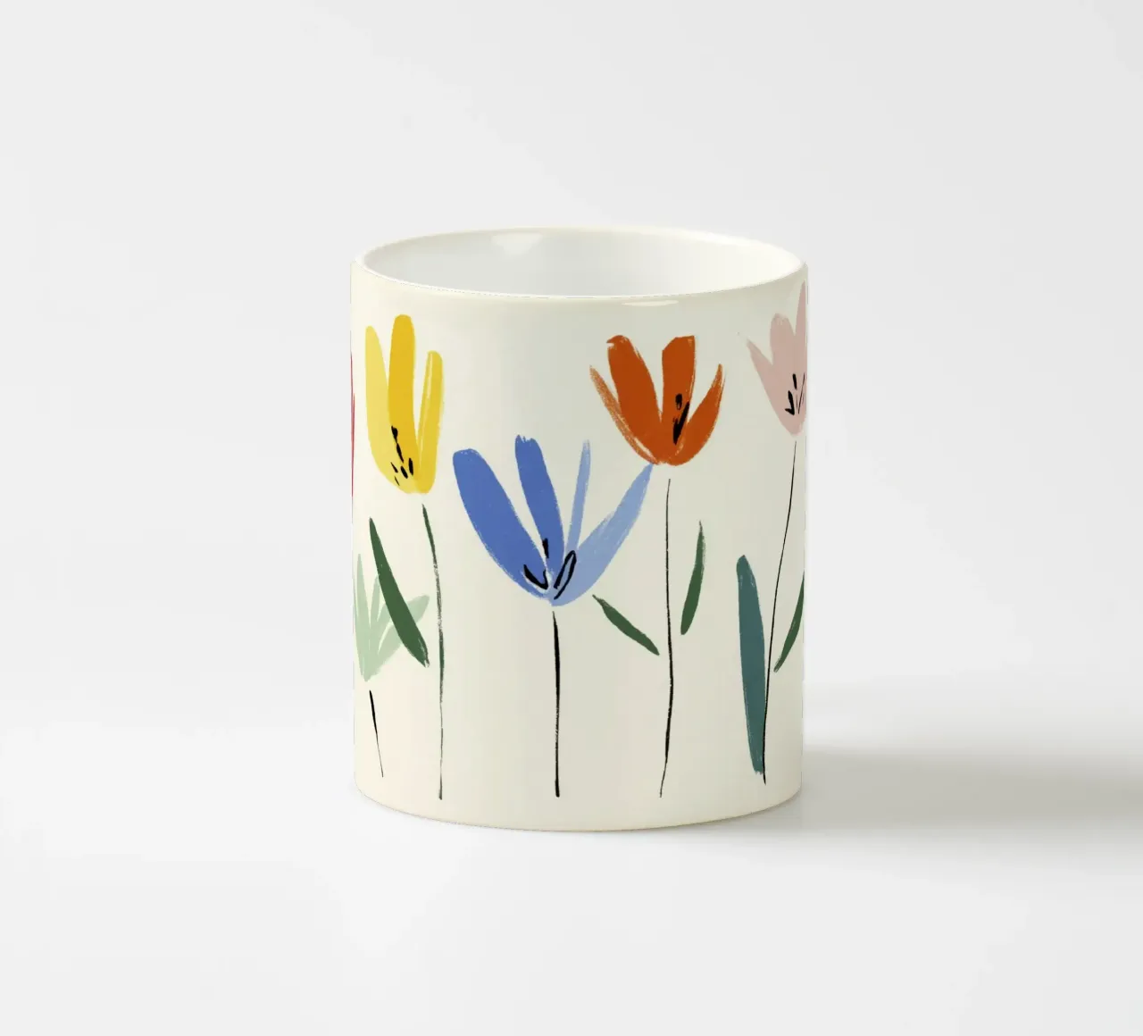 Kleurrijke abstracte bloemenweide geïnspireerd op de Matisse-stijl keramische mok van Modern Muse