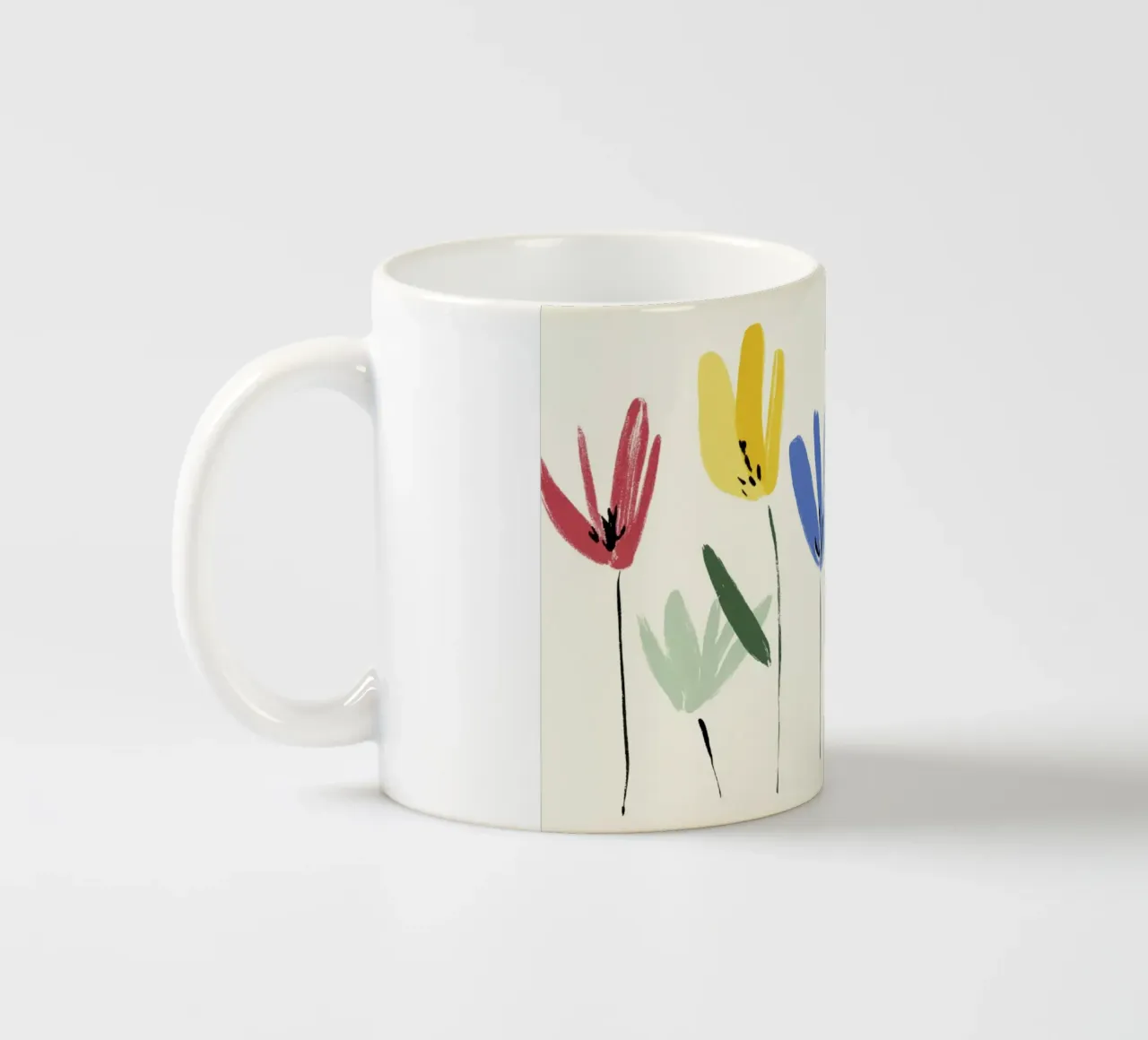 Kleurrijke abstracte bloemenweide geïnspireerd op de Matisse-stijl keramische mok van Modern Muse