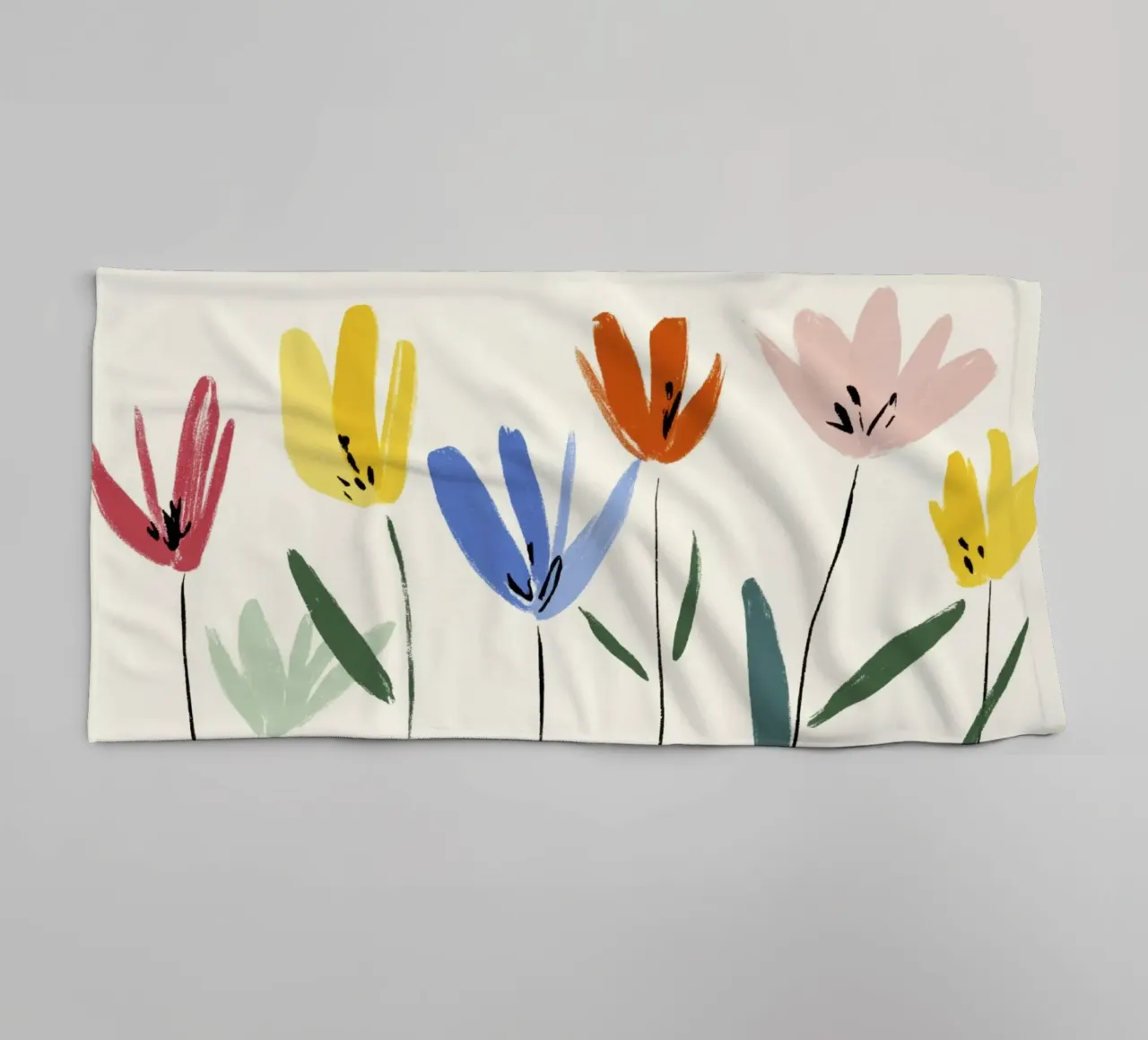 Pradera floral abstracta de colores inspirada en el estilo Matisse toalla de baño de Modern Muse