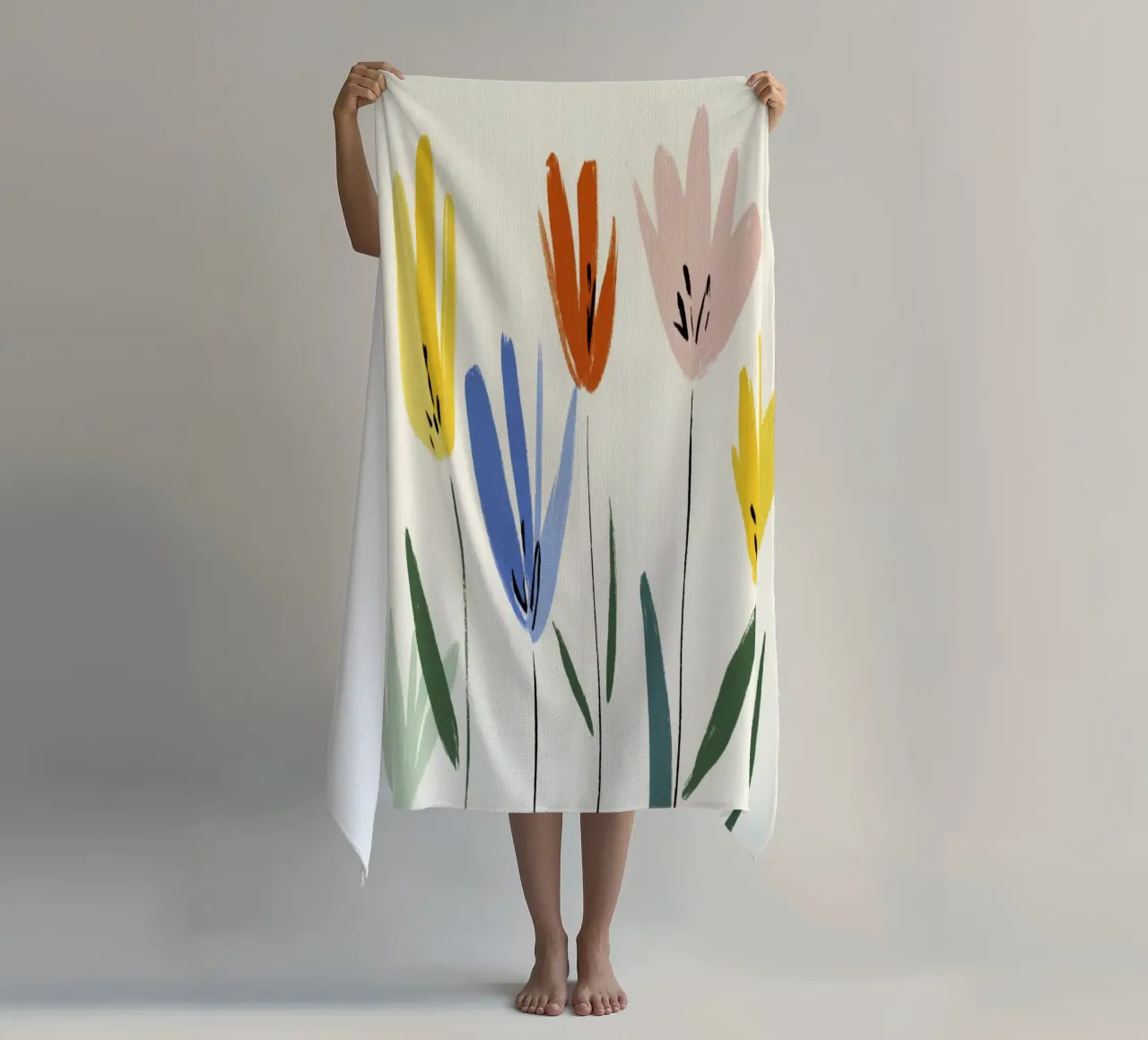 Pradera floral abstracta de colores inspirada en el estilo Matisse toalla de playa de Modern Muse