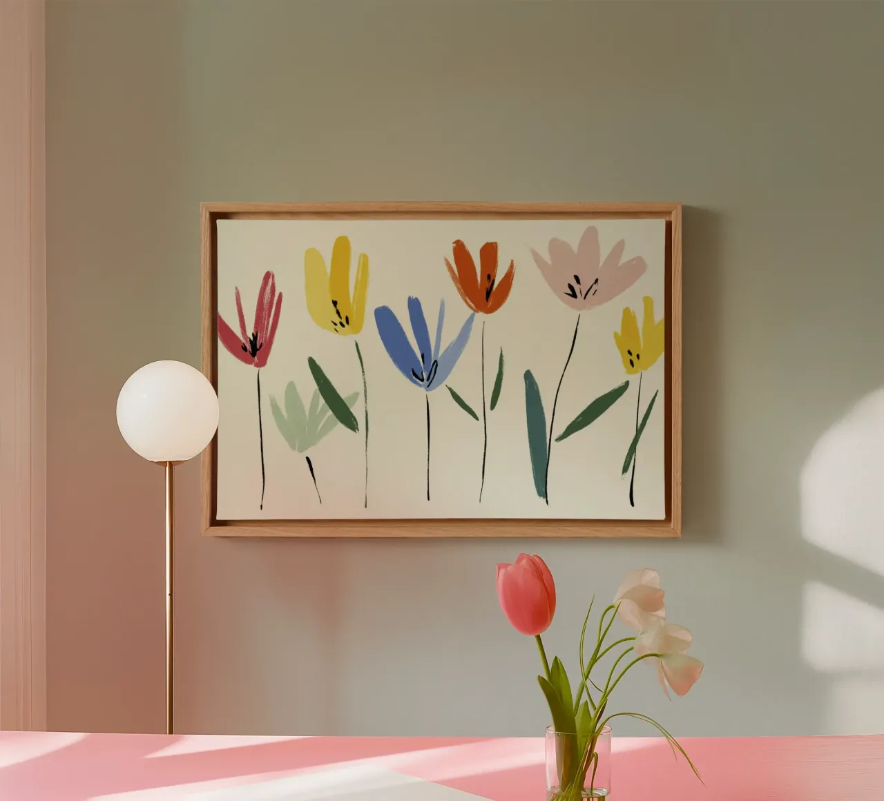 Kleurrijke abstracte bloemenweide geïnspireerd op de Matisse-stijl canvas met Baklijst van Modern Muse