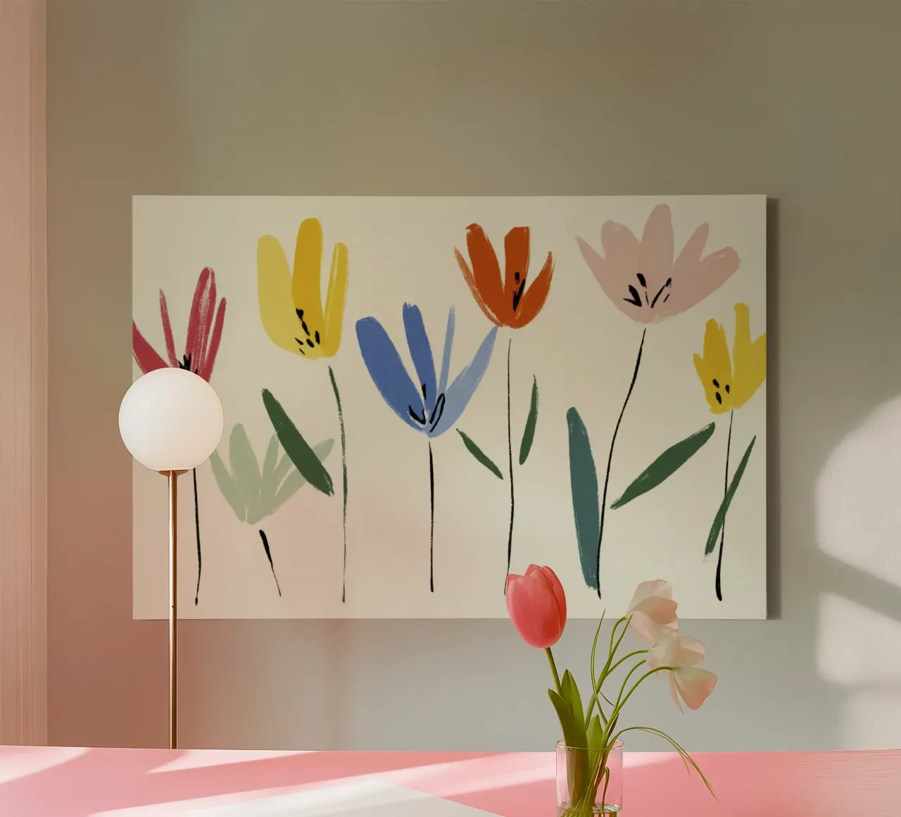 Kleurrijke abstracte bloemenweide geïnspireerd op de Matisse-stijl canvas met Baklijst van Modern Muse