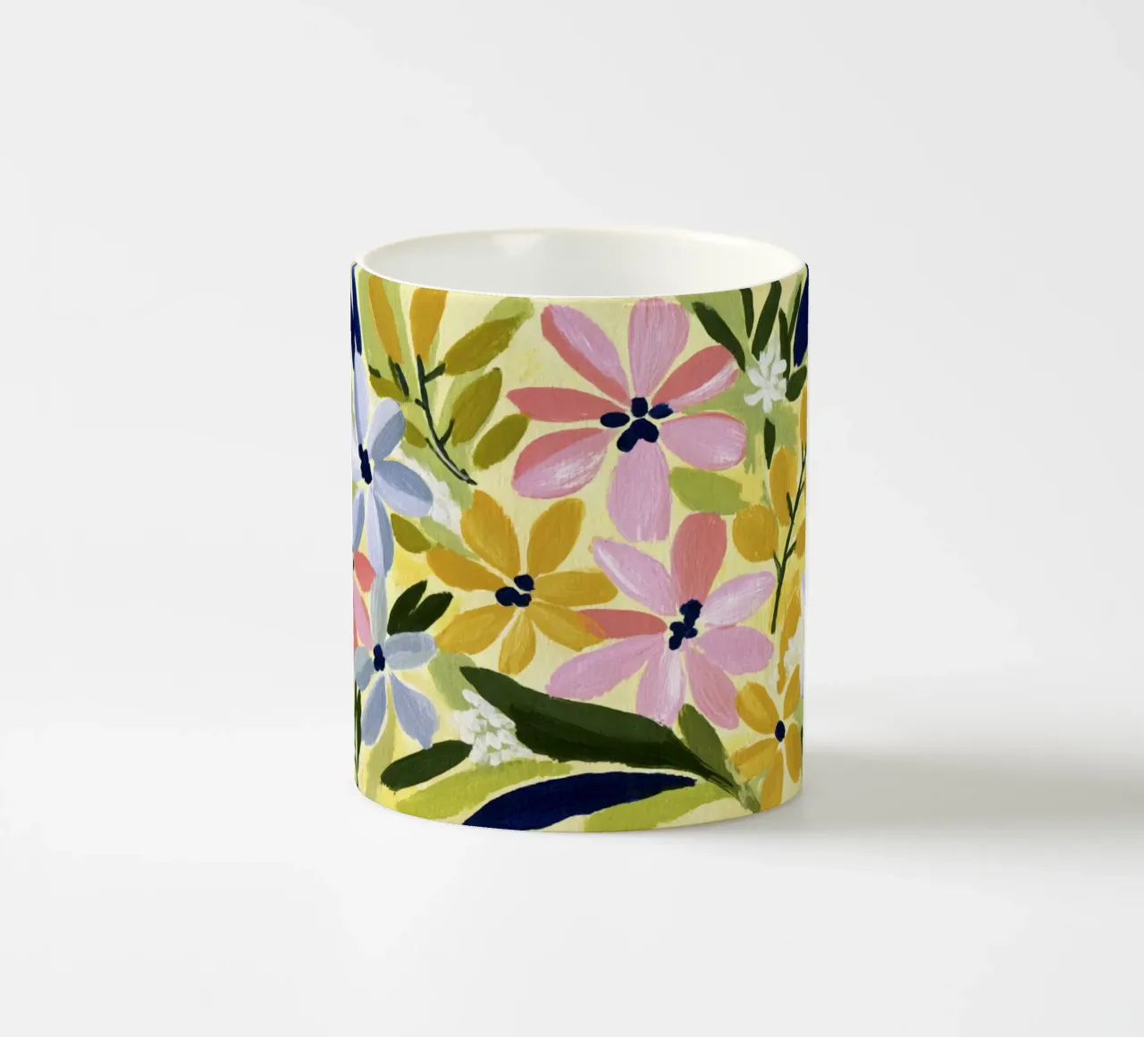 Acrylique abstraite Fleurs Jaune Art rétro moderne du milieu du siècle mug en céramique de Modern Muse