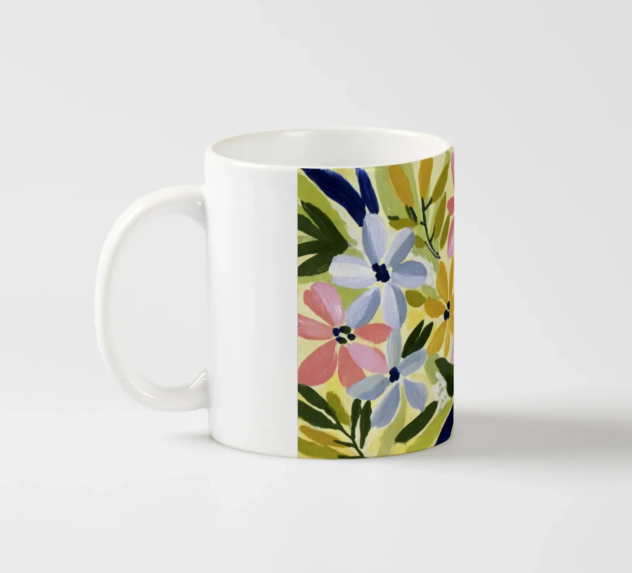 Acrylique abstraite Fleurs Jaune Art rétro moderne du milieu du siècle mug en céramique de Modern Muse