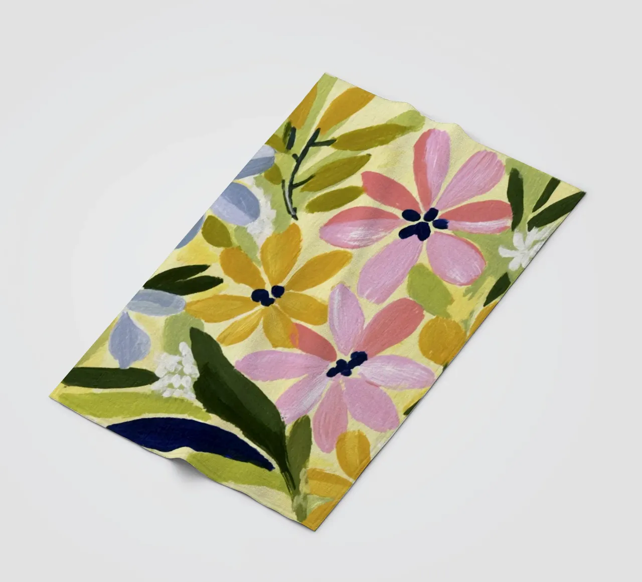 Acrylique abstraite Fleurs Jaune Art rétro moderne du milieu du siècle plaid polaire de Modern Muse