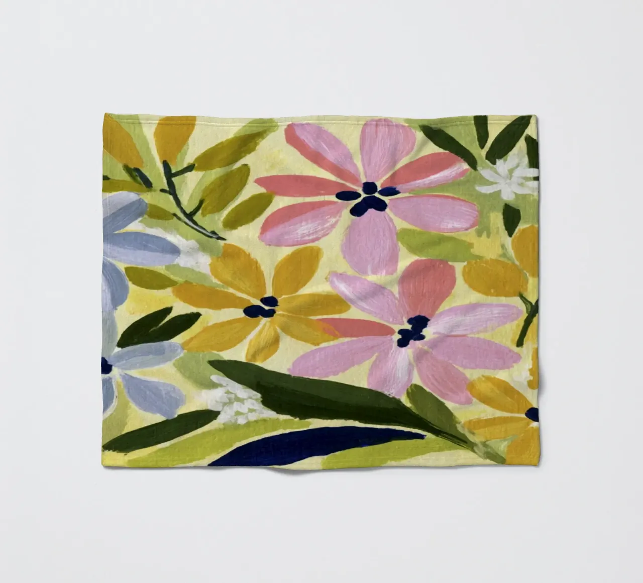Acrylique abstraite Fleurs Jaune Art rétro moderne du milieu du siècle plaid polaire de Modern Muse