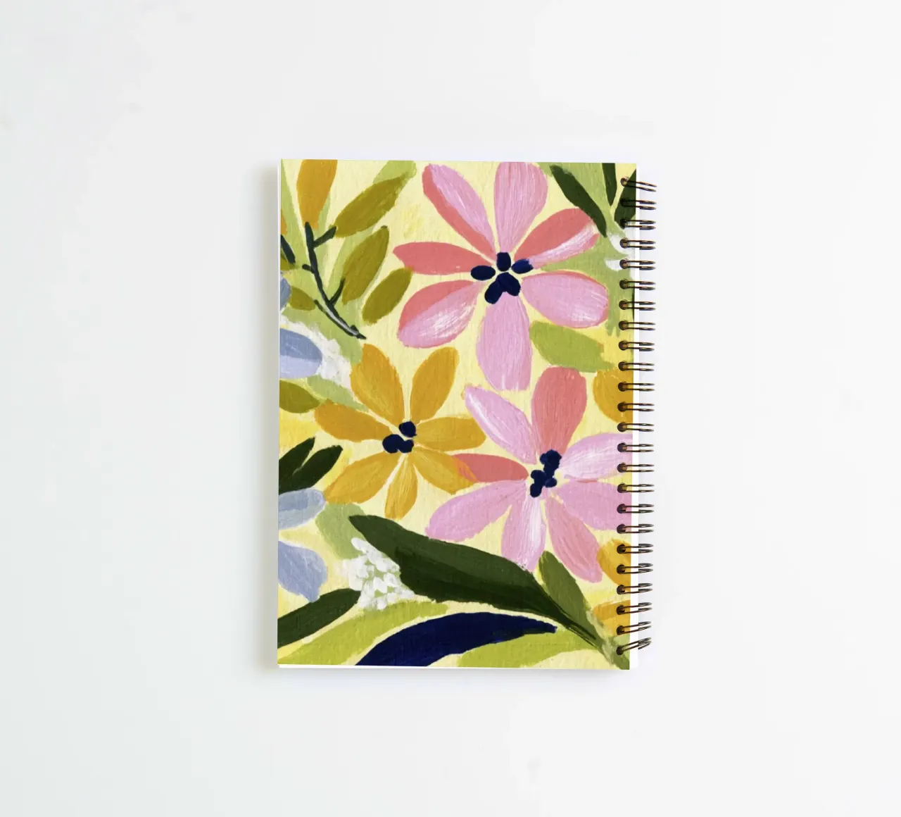 Acrylique abstraite Fleurs Jaune Art rétro moderne du milieu du siècle carnet à spirale de Modern Muse