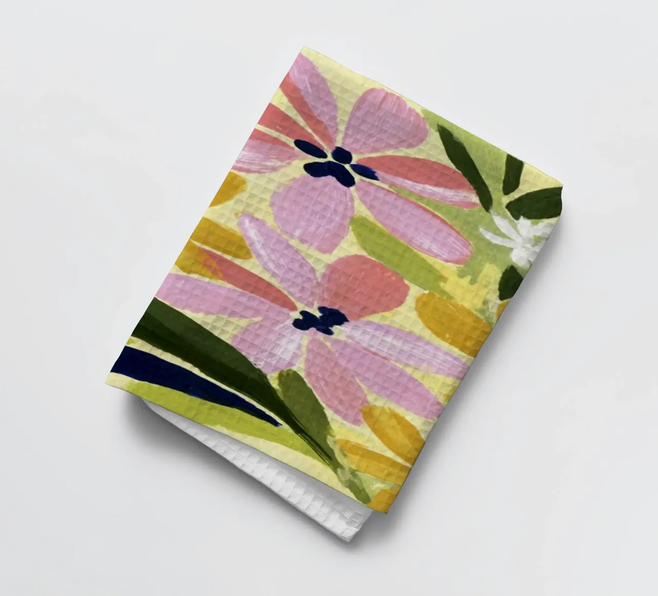 Acrylique abstraite Fleurs Jaune Art rétro moderne du milieu du siècle torchon de Modern Muse