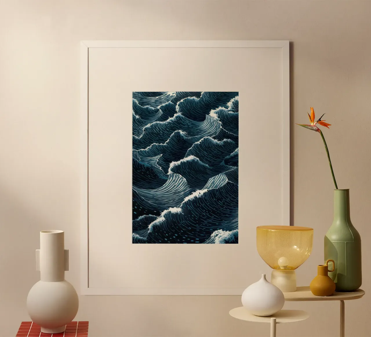 onde dell'oceano poster con telaio in plastica da Luke Yaeger