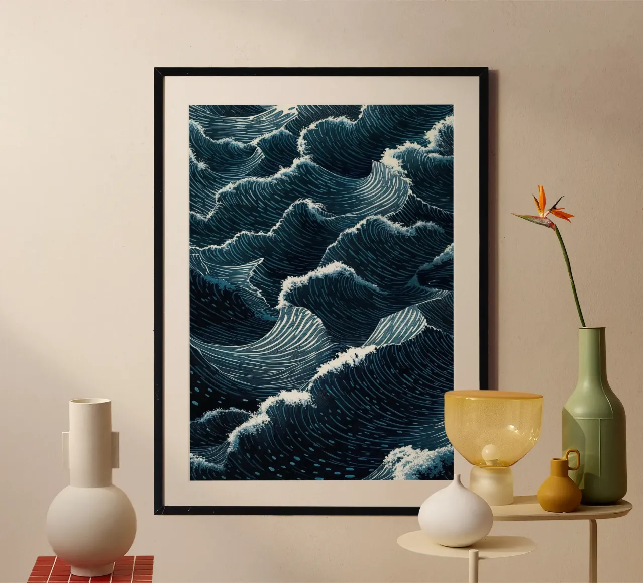 onde dell'oceano poster con telaio in plastica da Luke Yaeger