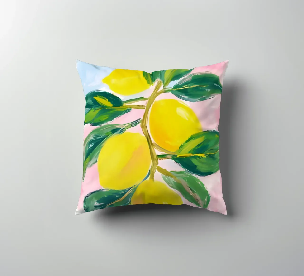 Lemon tree decorative cushion by Ohkimiko