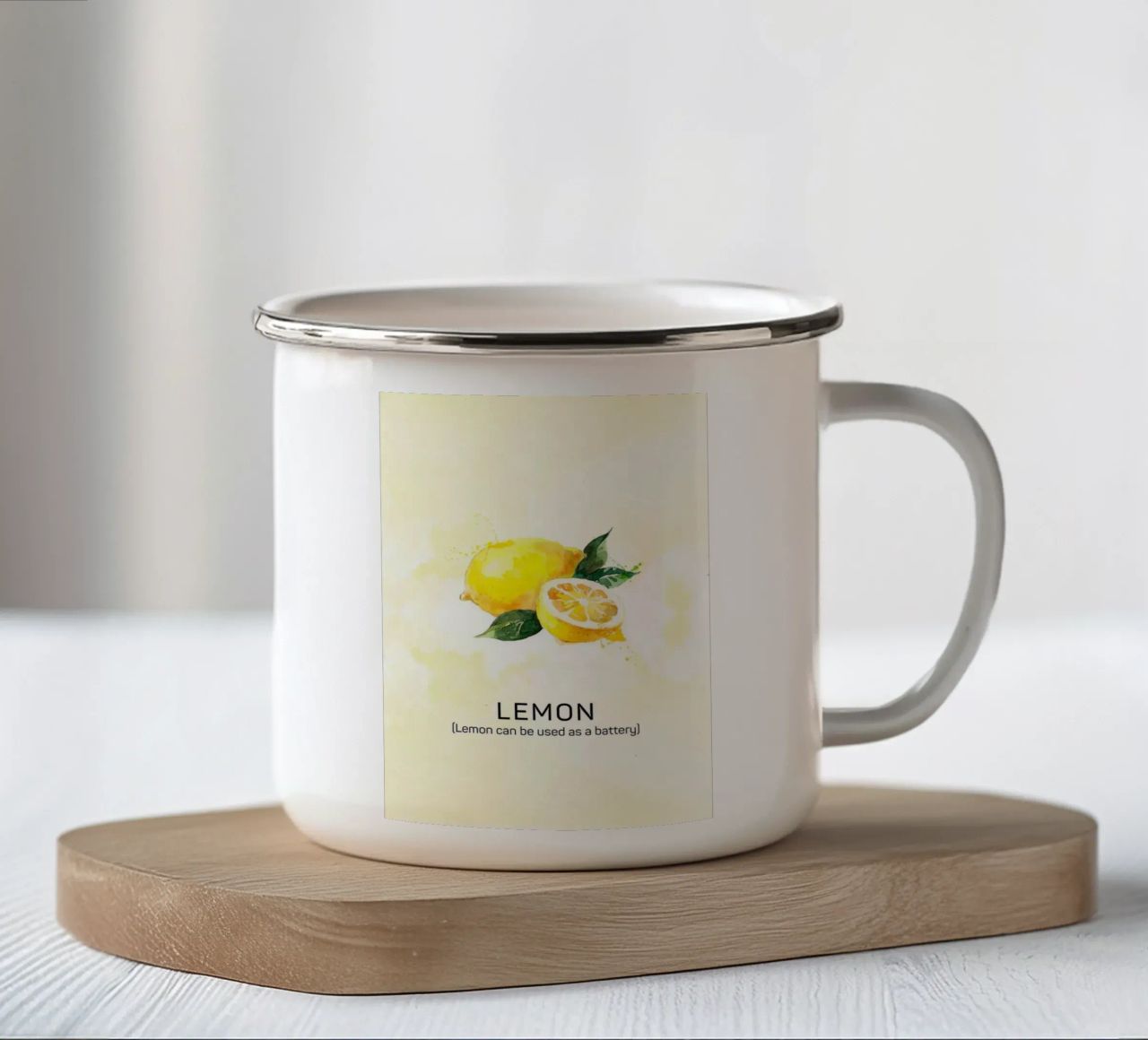 sliced lemon enamel mug by Luke Yaeger