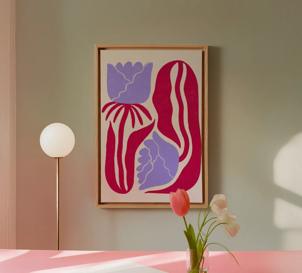 Carnation Combination Viva Magenta tela con Cornice a cassetta da Studio One