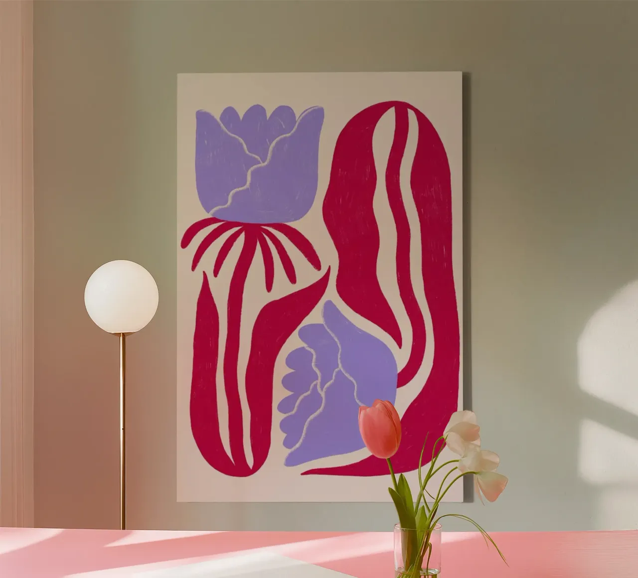 Carnation Combination Viva Magenta canvas met Baklijst van Studio One