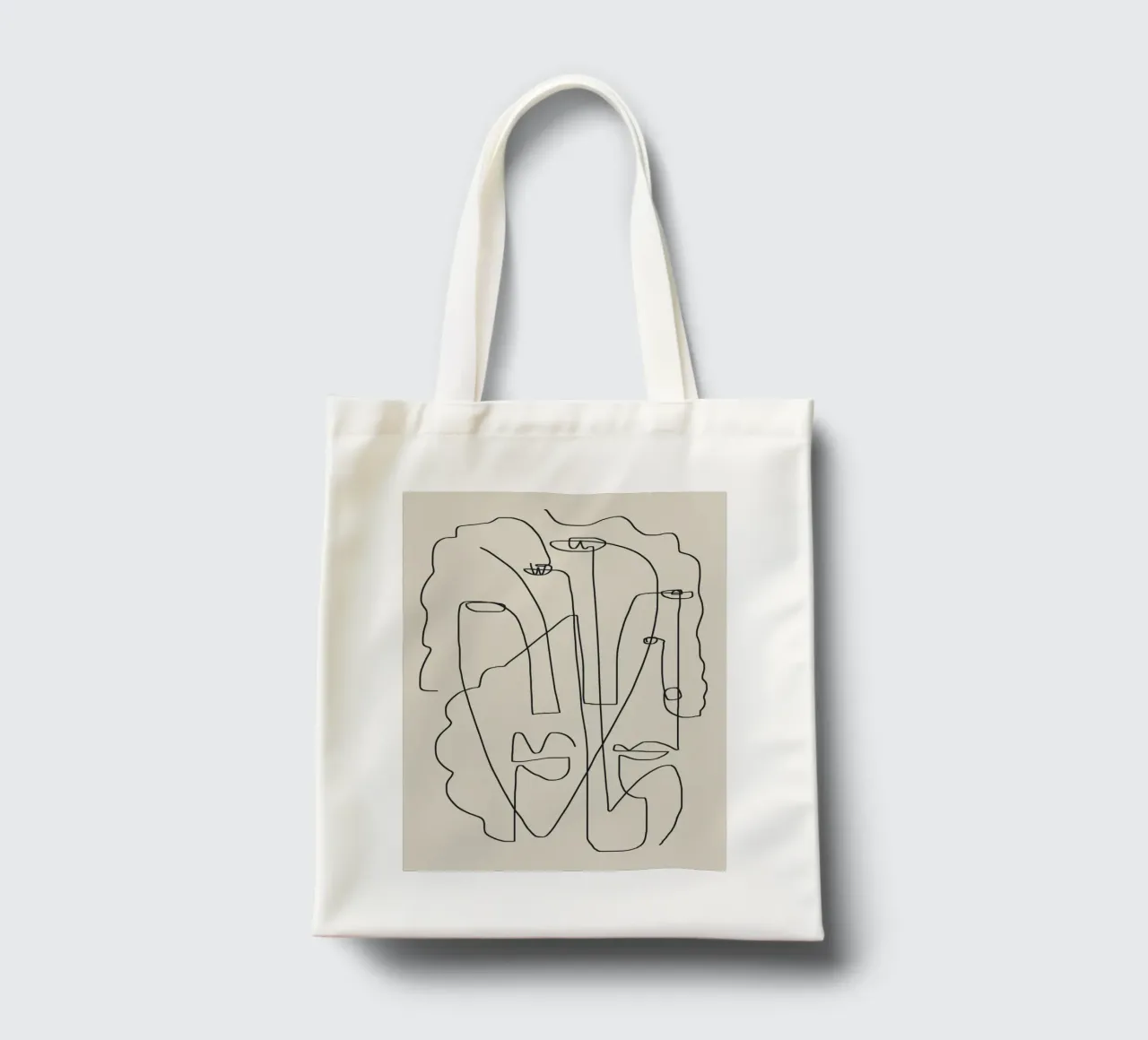 Facce line art 2 borsa in juta da Little Dean