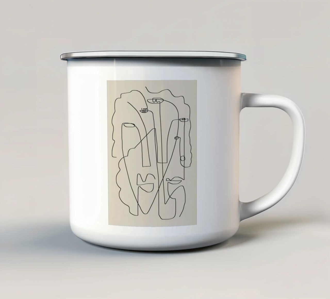 Facce line art 2 tazza in smalto da Little Dean