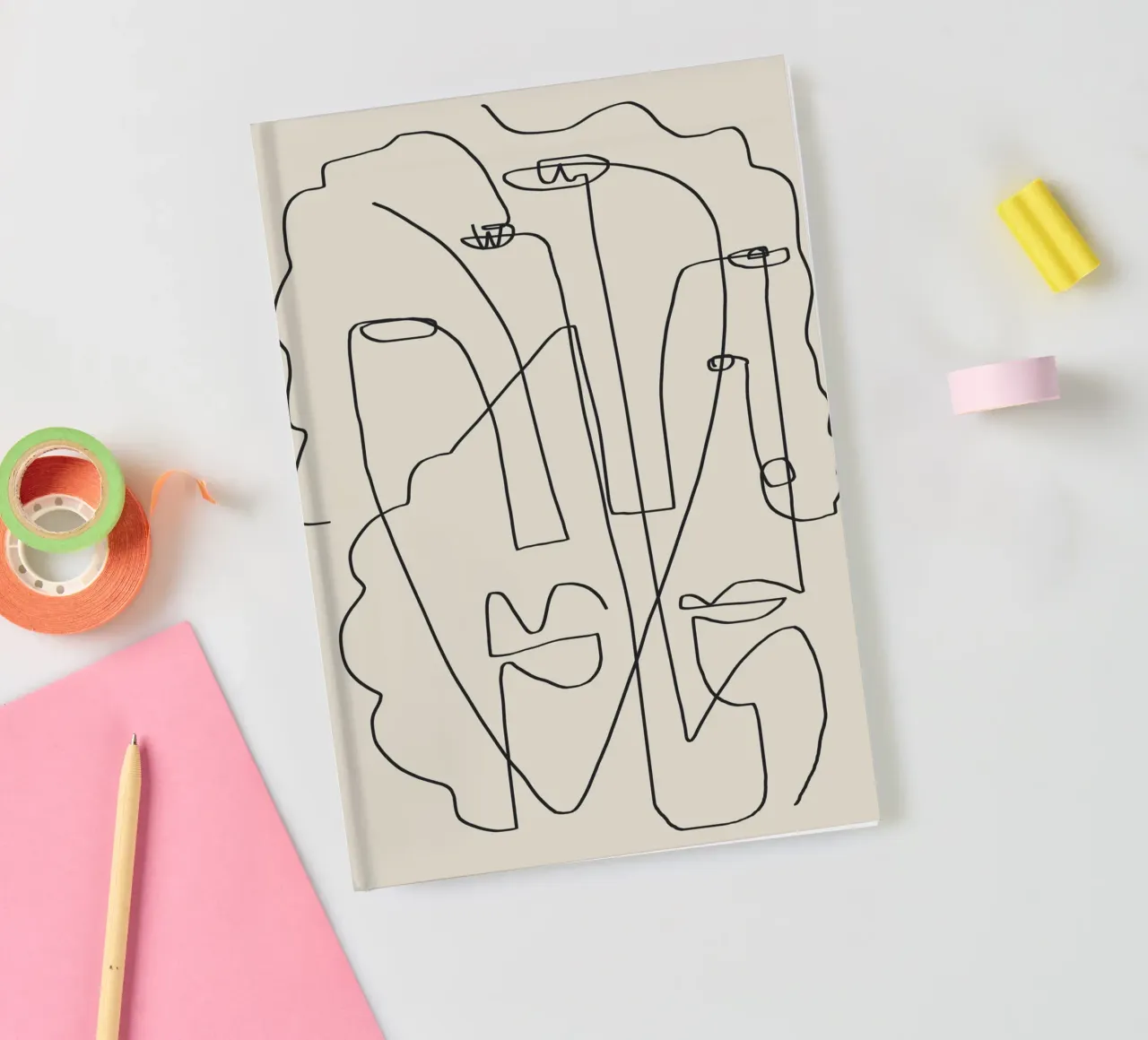 Line art faces 2 notebook by Little Dean