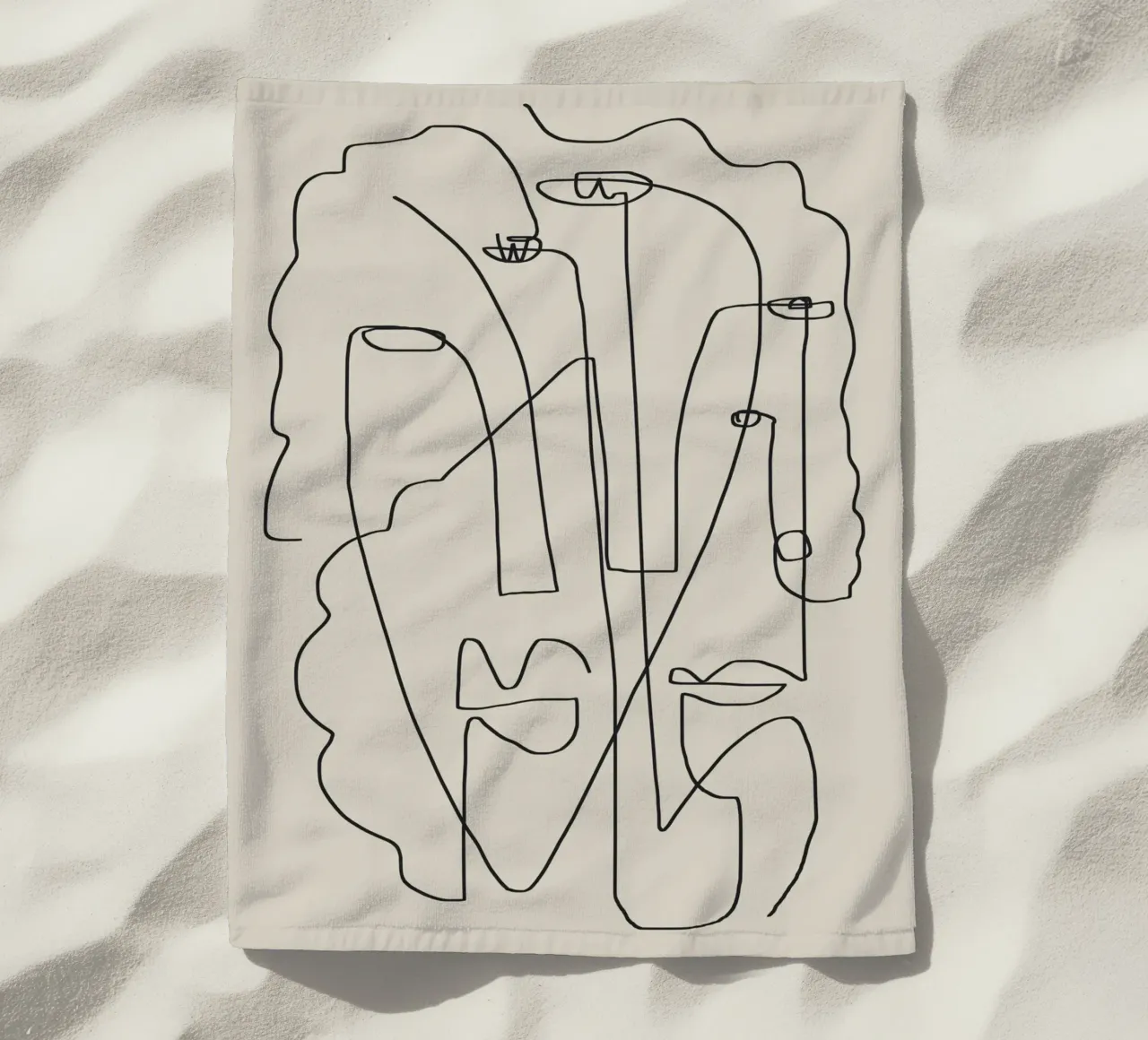 Facce line art 2 telo mare da Little Dean
