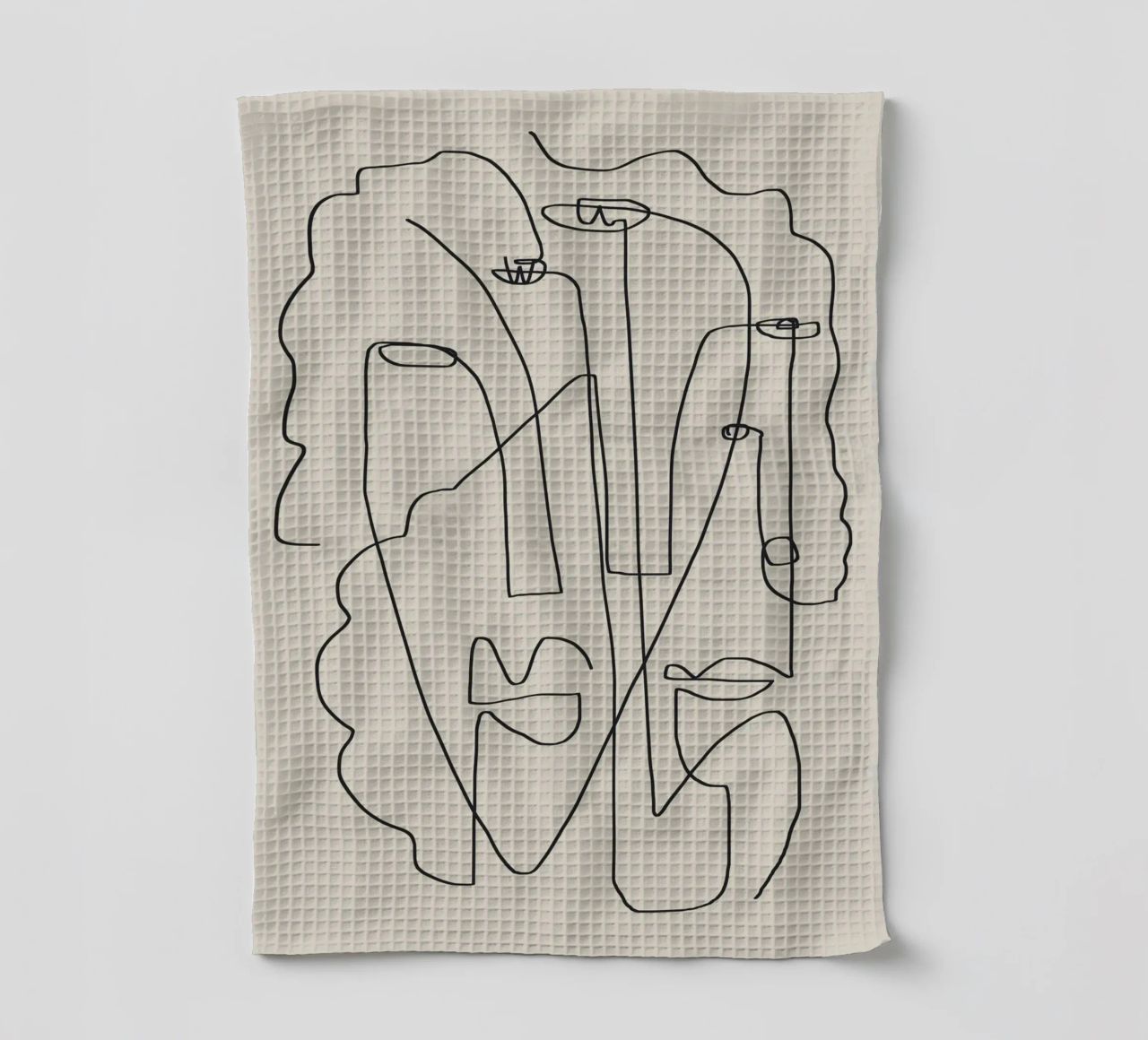 Facce line art 2 canovaccio da cucina da Little Dean
