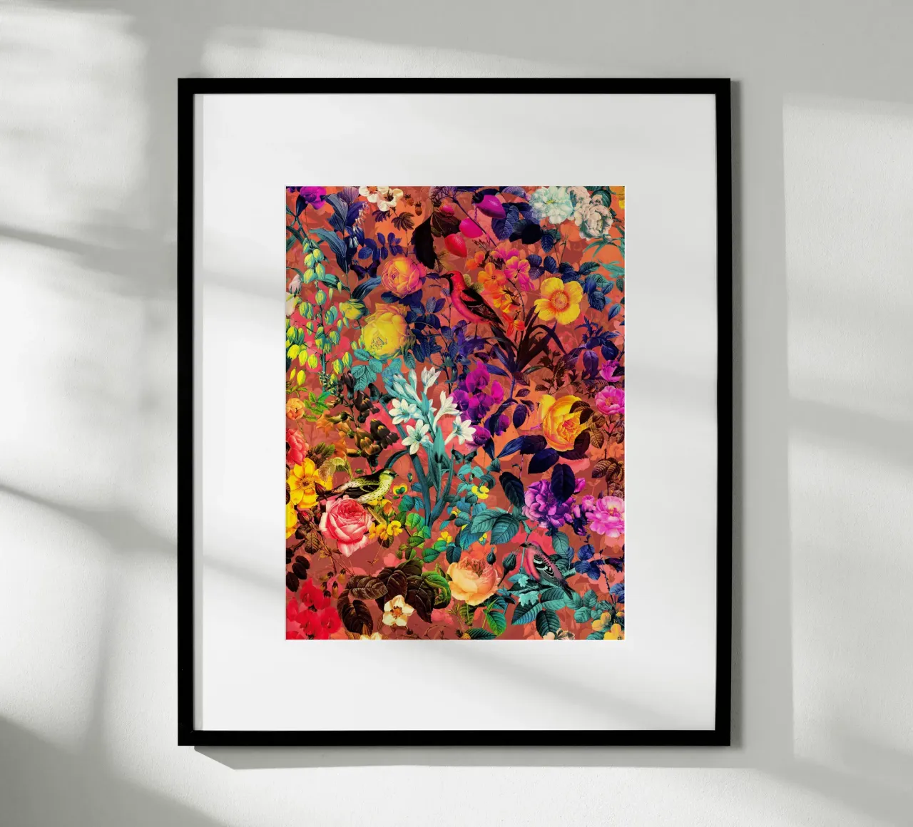 Floral and Birds II poster con telaio in alluminio da burcukorkmazyurek