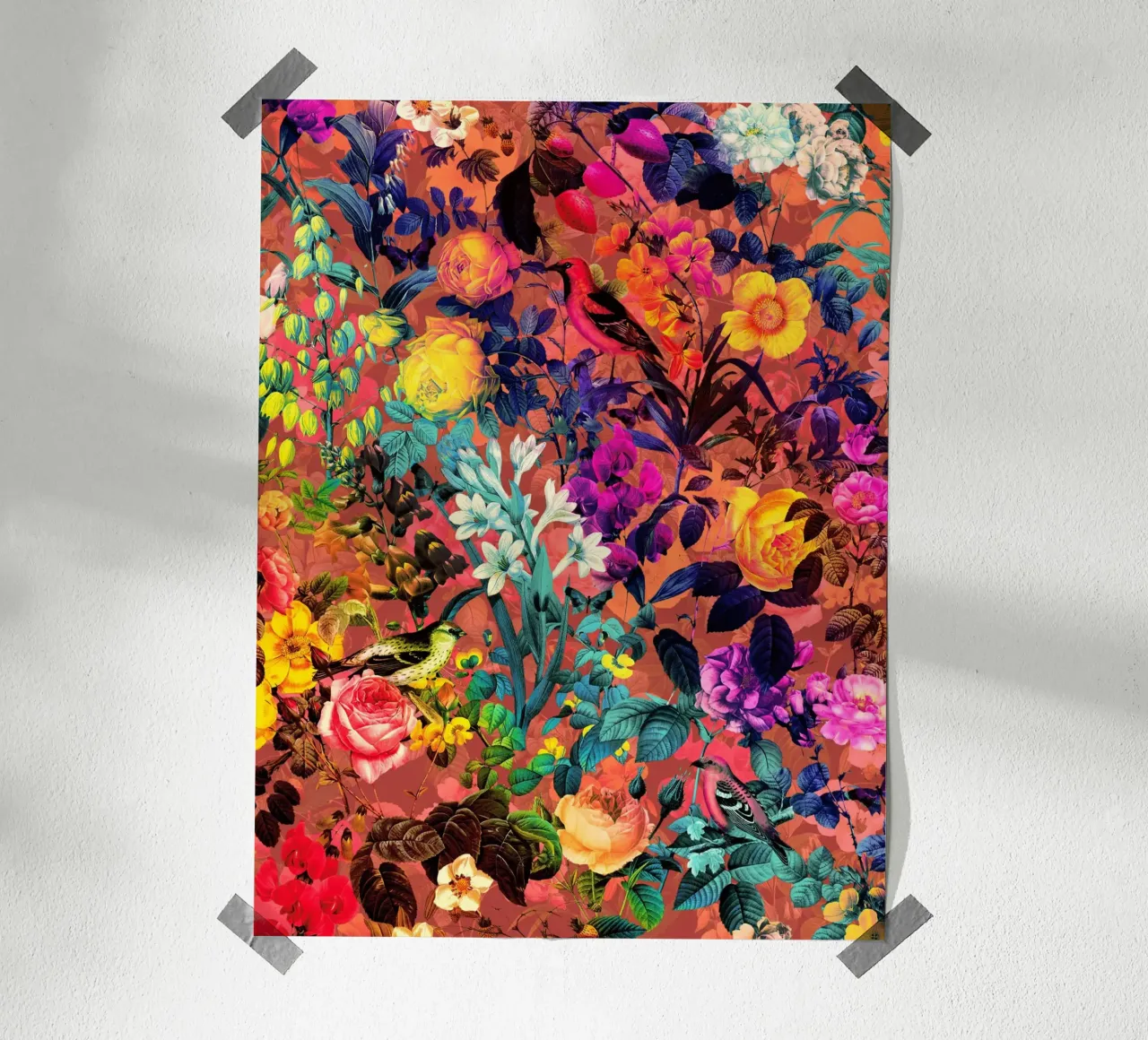 Floral and Birds II poster con telaio in alluminio da burcukorkmazyurek