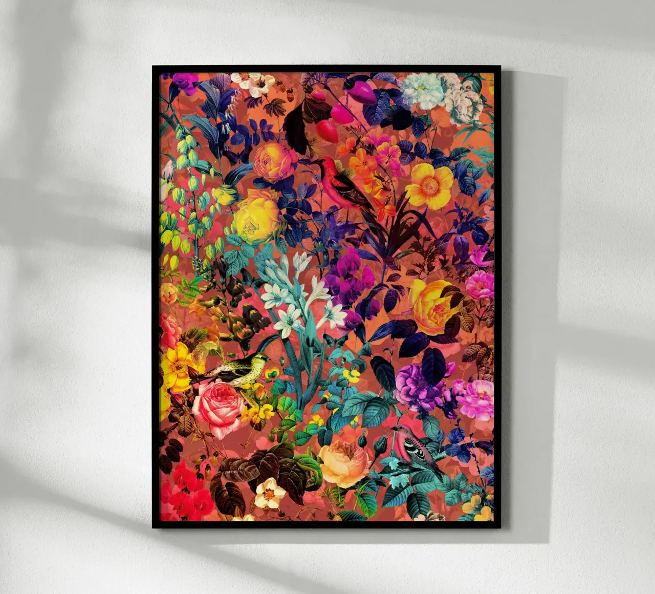 Floral and Birds II poster con telaio in alluminio da burcukorkmazyurek