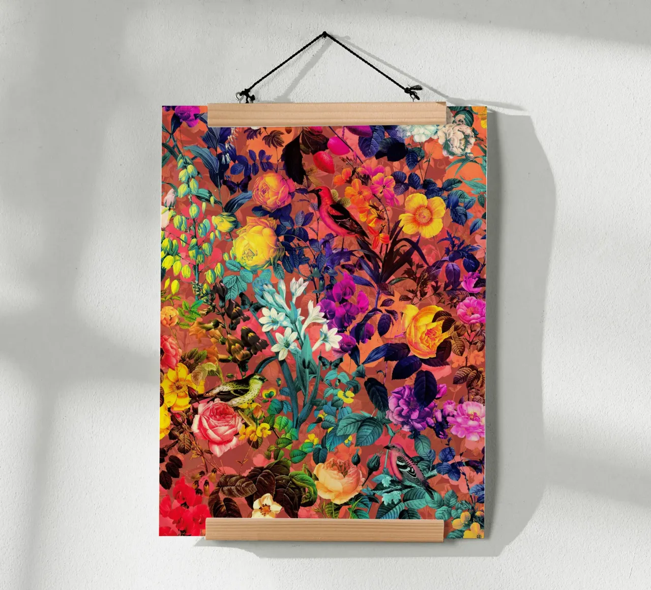Floral and Birds II poster con telaio in alluminio da burcukorkmazyurek