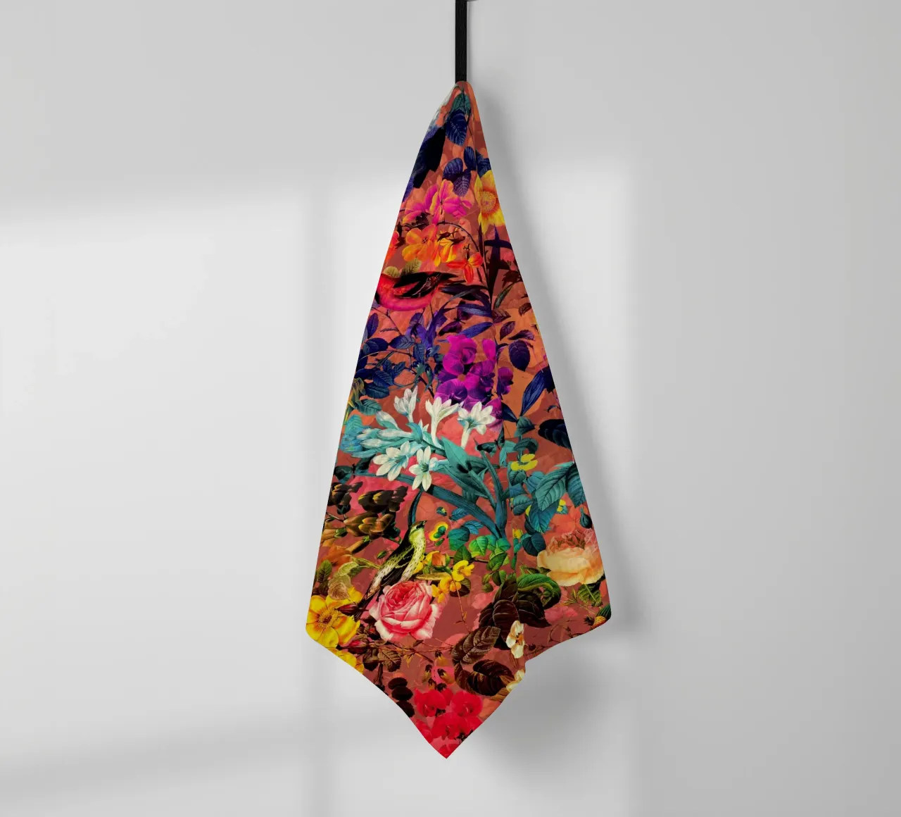 Floral and Birds II tea towel by burcukorkmazyurek
