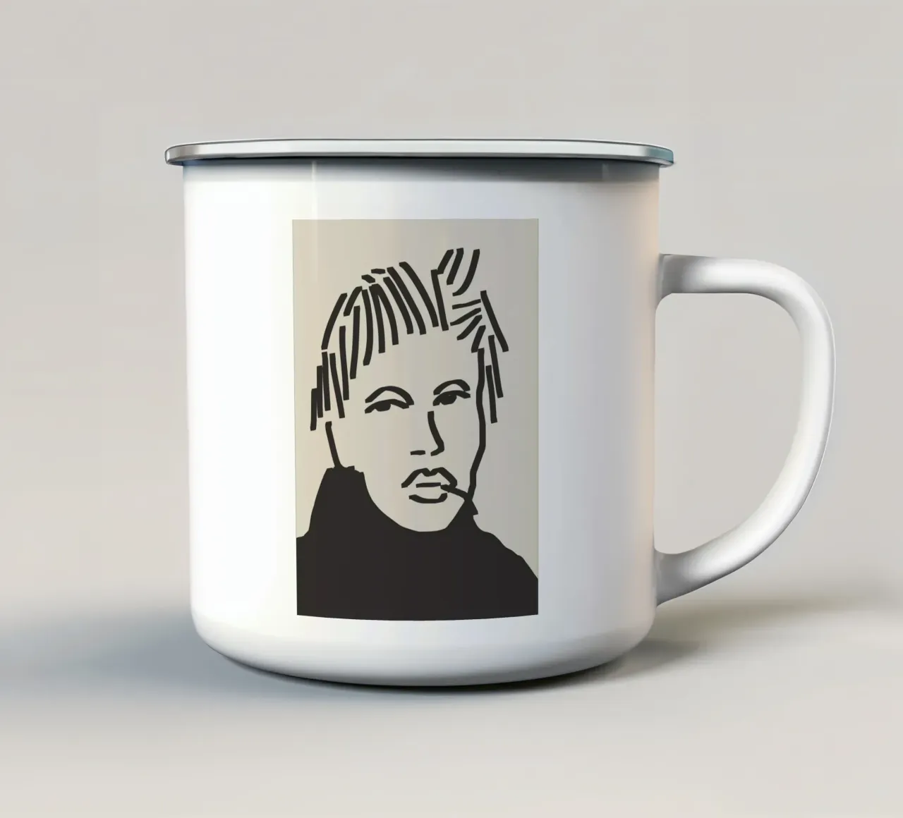 Ritratto candido in line art 15 tazza in smalto da Little Dean