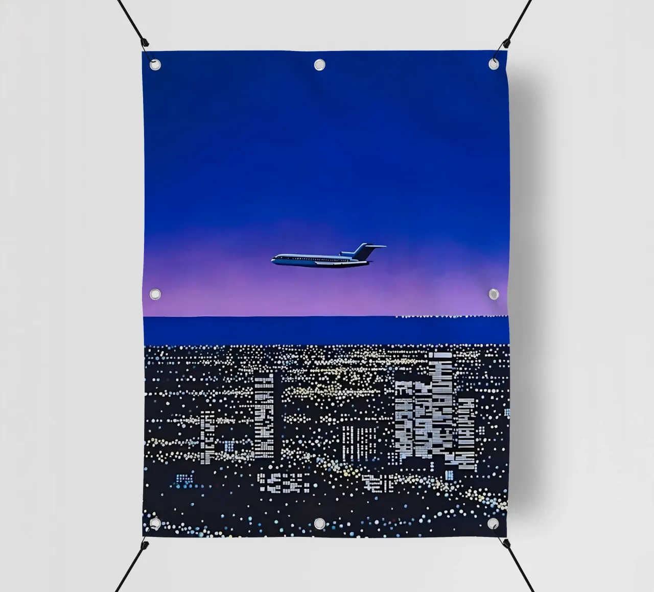 Hiroshi Nagai - Aereo sulla città notturna telo in pvc da Giox Store Legendary