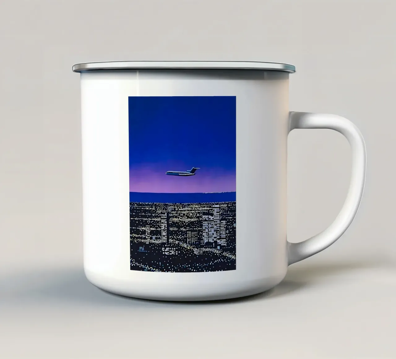 Hiroshi Nagai - Aereo sulla città notturna tazza in smalto da Giox Store Legendary