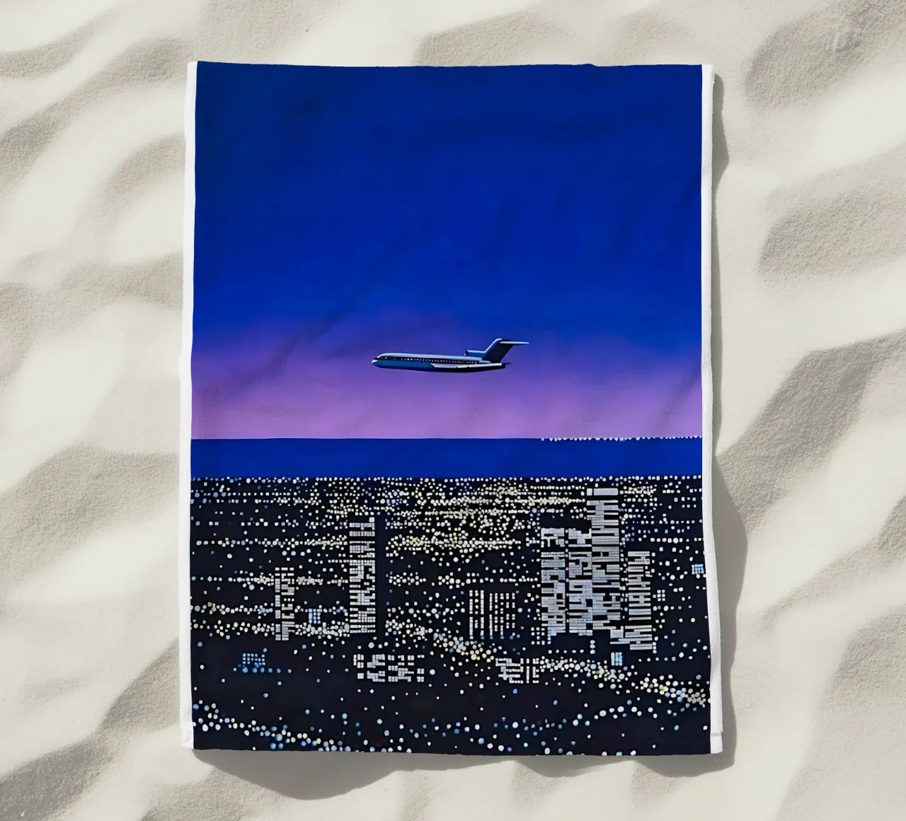 Hiroshi Nagai - Aereo sulla città notturna telo mare da Giox Store Legendary