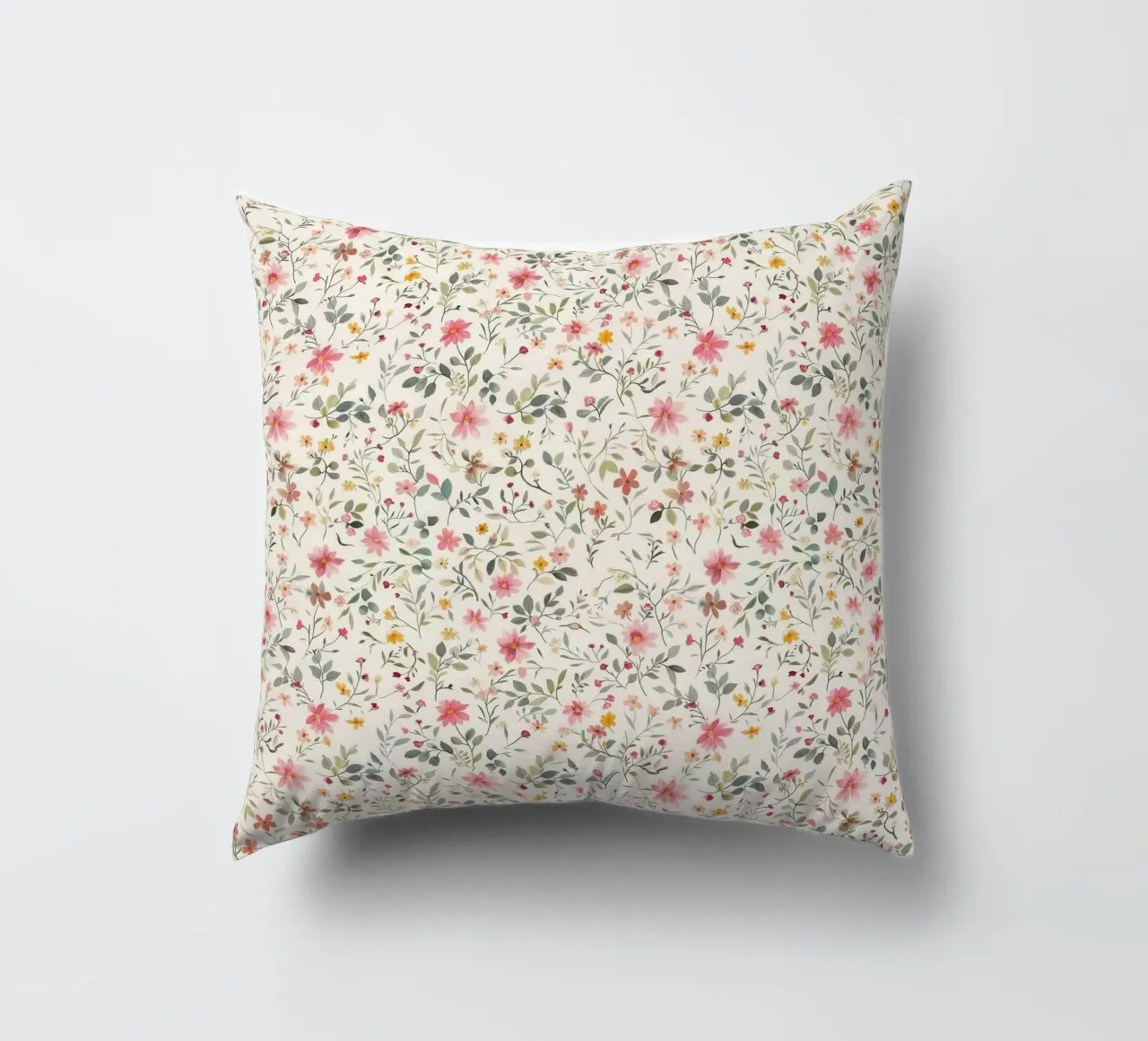 Boho Meadow – Floral Pattern in Blush, Sage & Honey decorative cushion by Moodwall