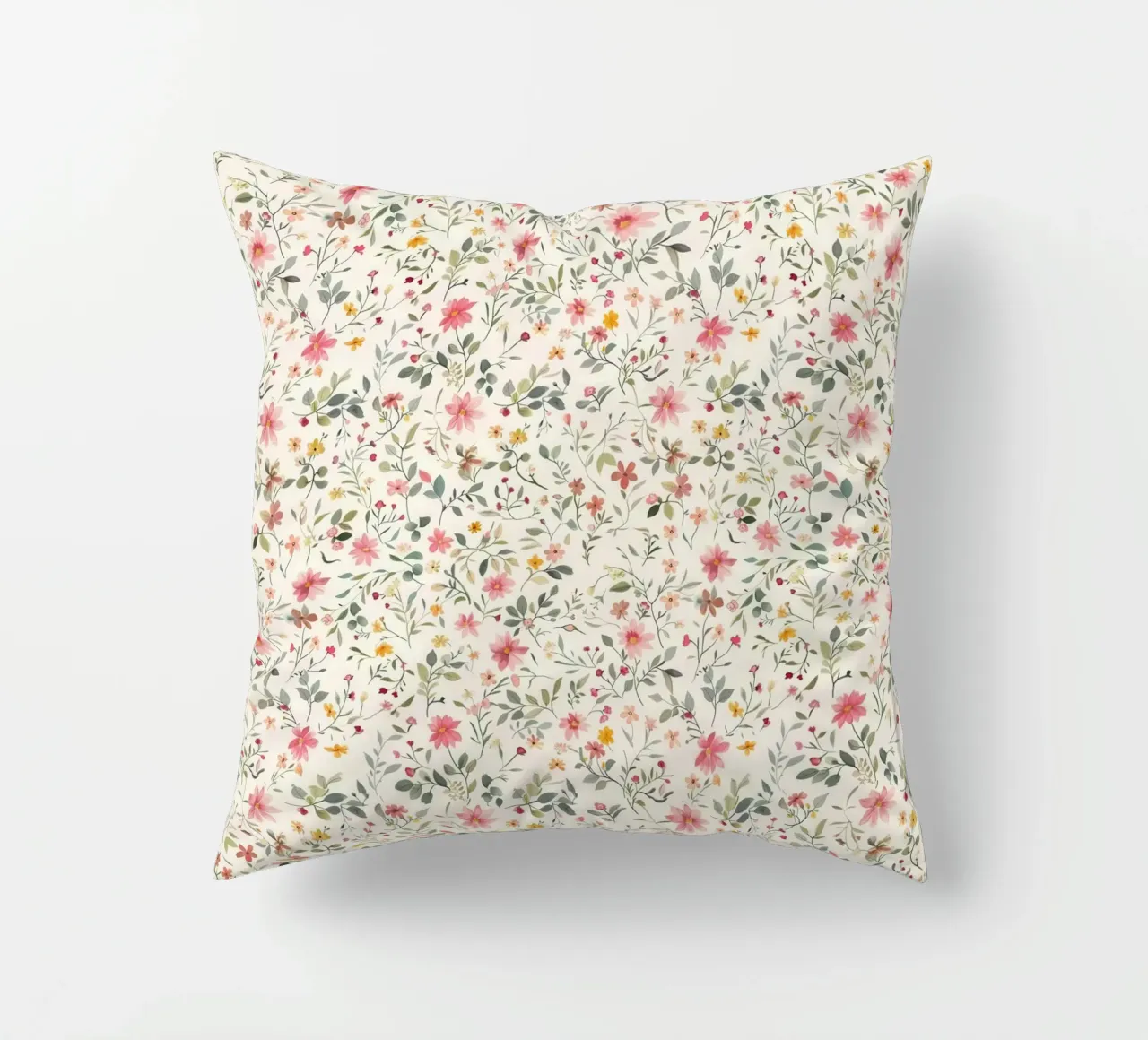 Boho Meadow – Floral Pattern in Blush, Sage & Honey decorative cushion by Moodwall