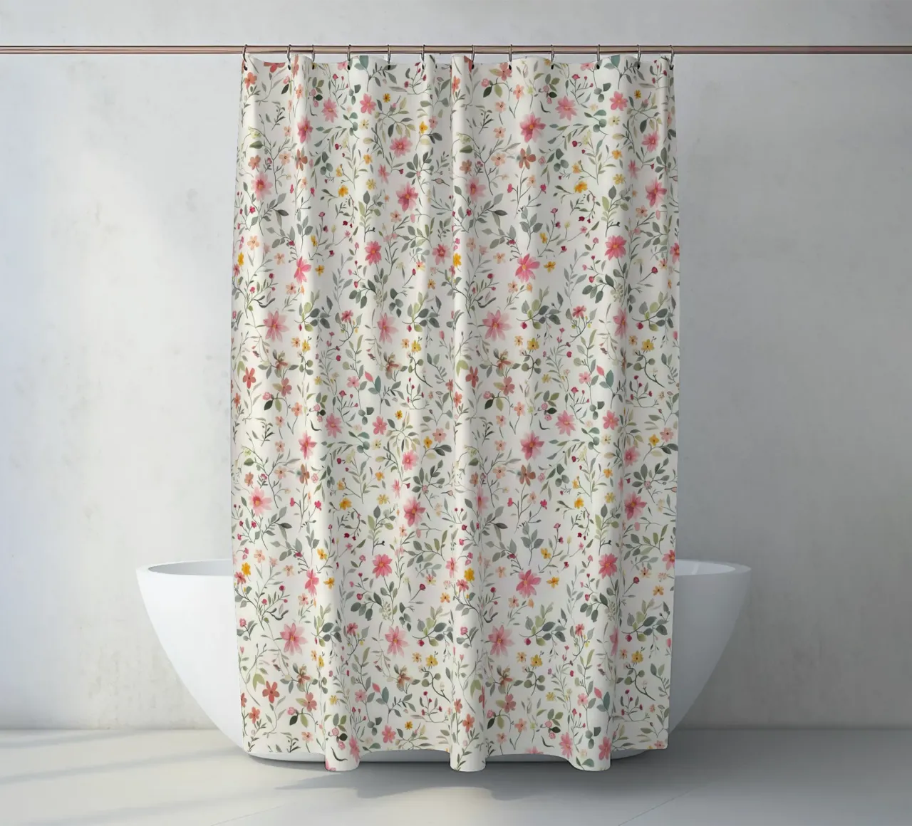 Boho Meadow - Motivo floreale in Blush, Sage e Honey tenda da doccia da Moodwall