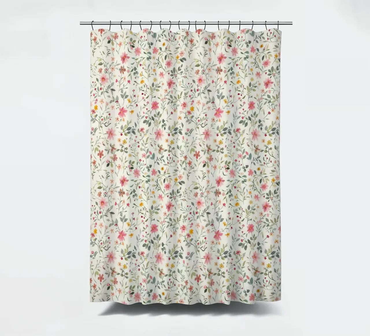 Boho Meadow – Floral Pattern in Blush, Sage & Honey shower curtain by Moodwall